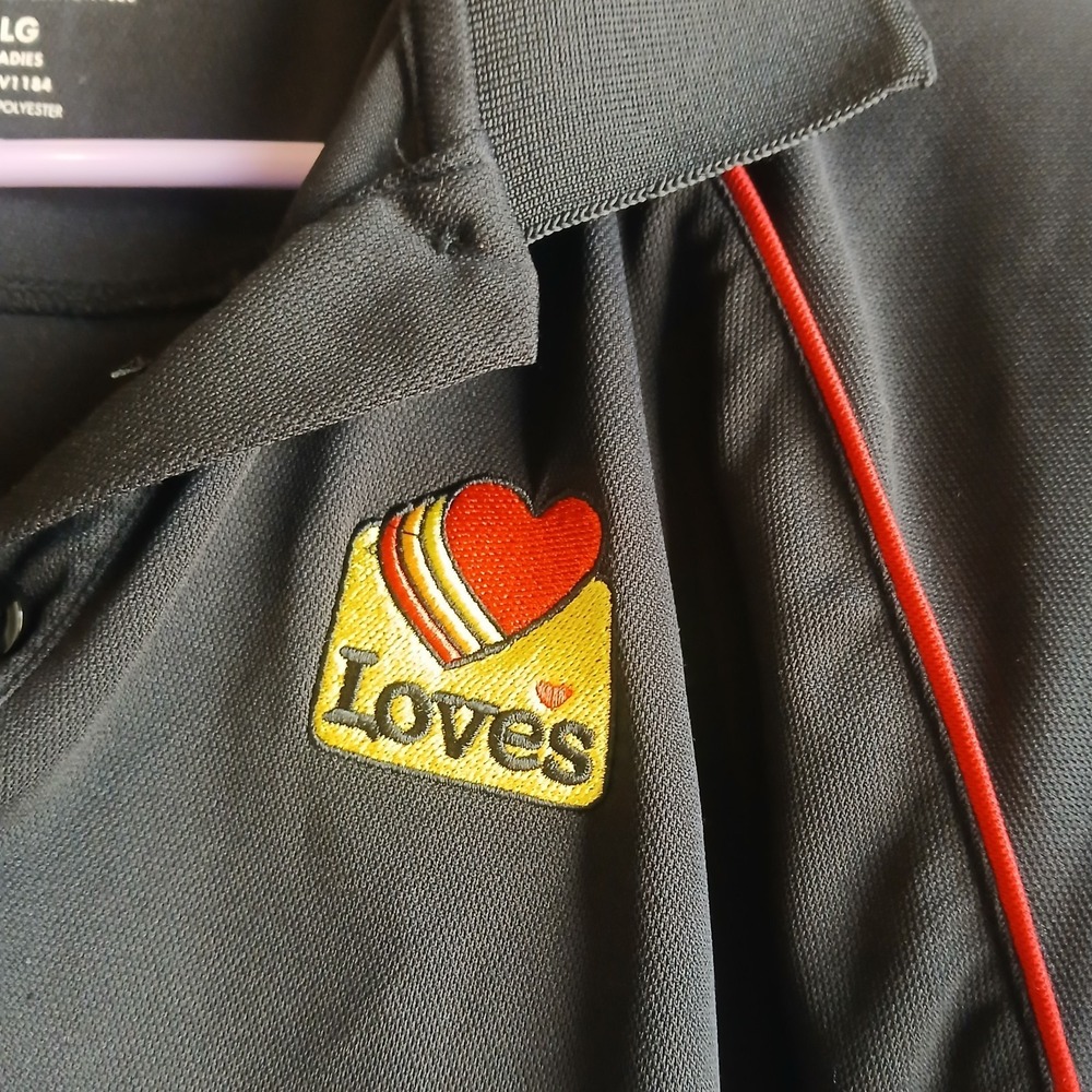 Loves Womens Black Work Polo Shirt Size Ladies‎ Large - Picture 3 of 4